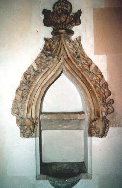 The piscina in the sanctuary of St Michael's Church