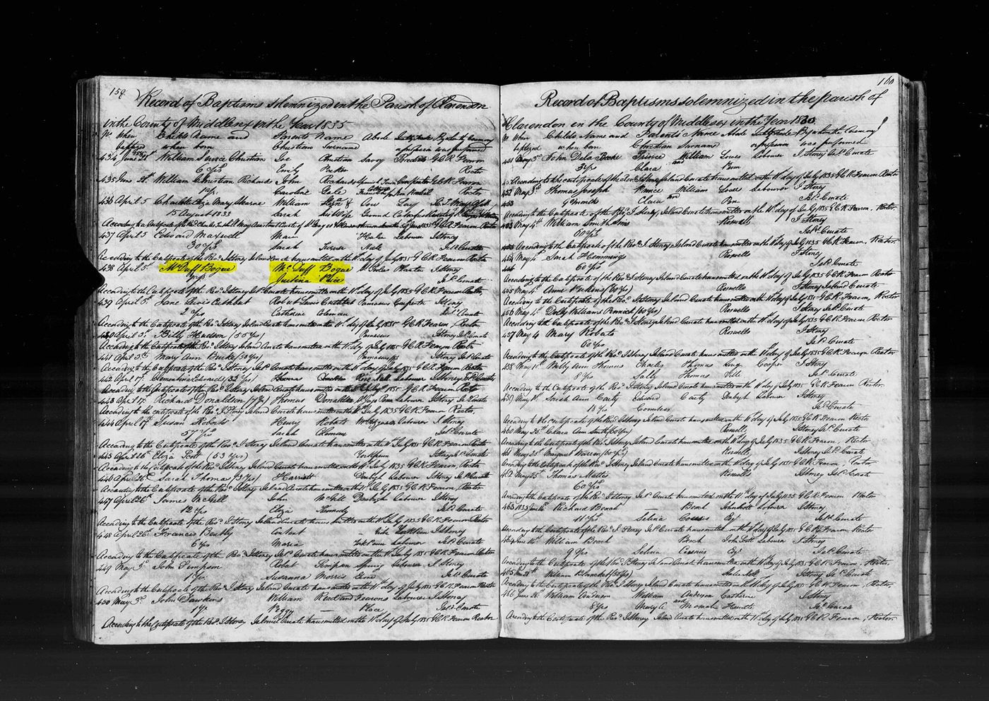 A page from a historic parish register