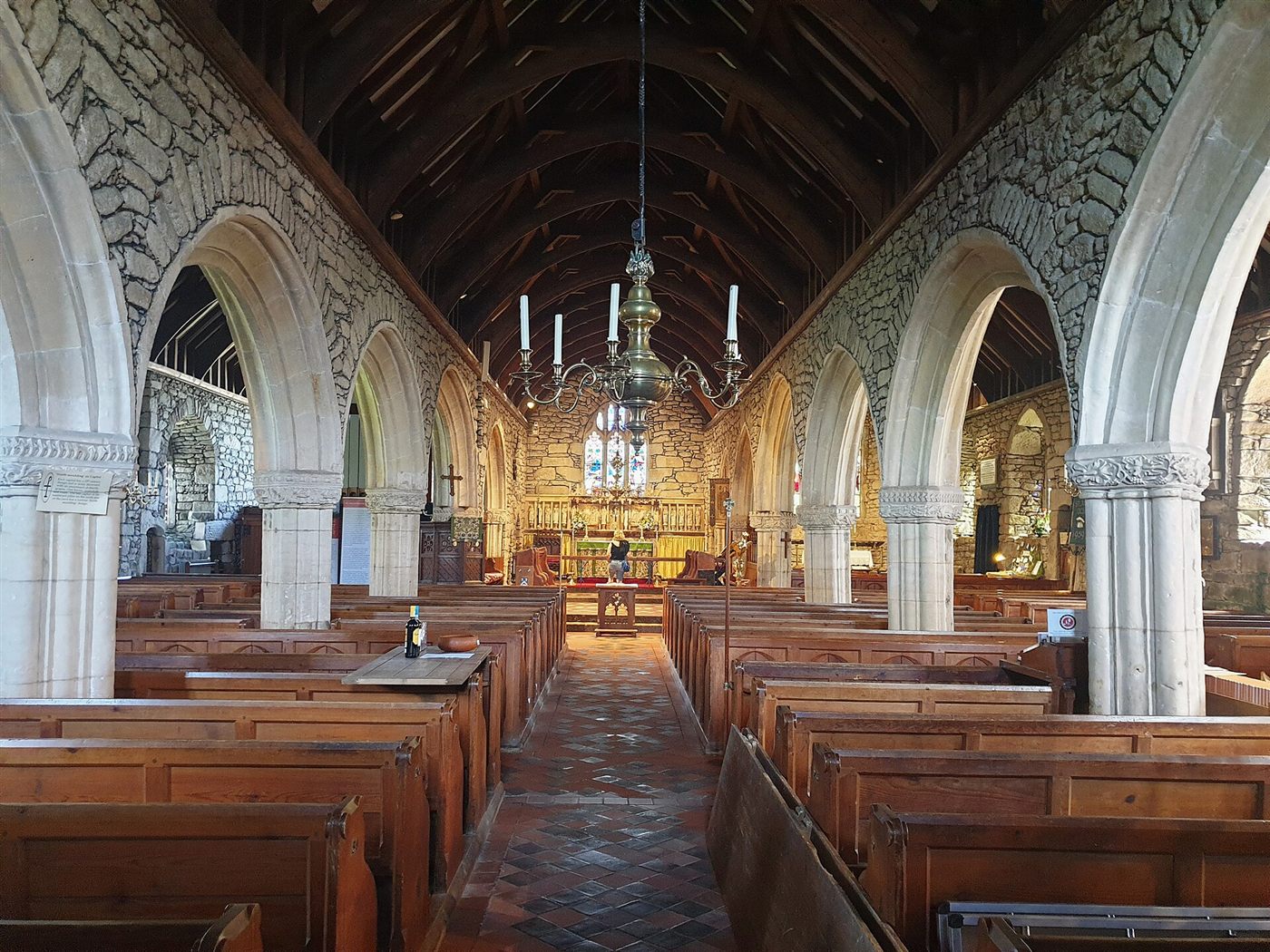 The interior of a small English parish church